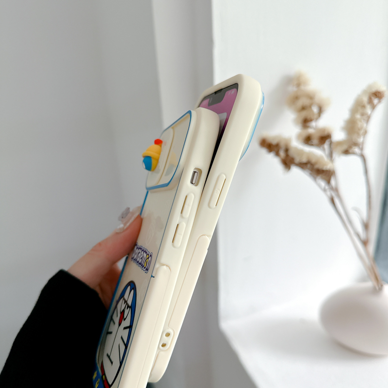 Ốp Điện Thoại Hình Doraemon Có Thanh Trượt Bảo Vệ Ống Kính Máy Ảnh Cho iPhone 14 13 11 12 pro max Apple 13
