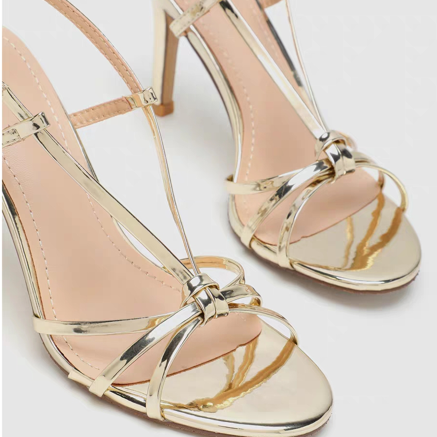 Giày Cao Gót Sandal Một Quai Màu Vàng Gợi Cảm Cho Nữ SHIZHIBAO