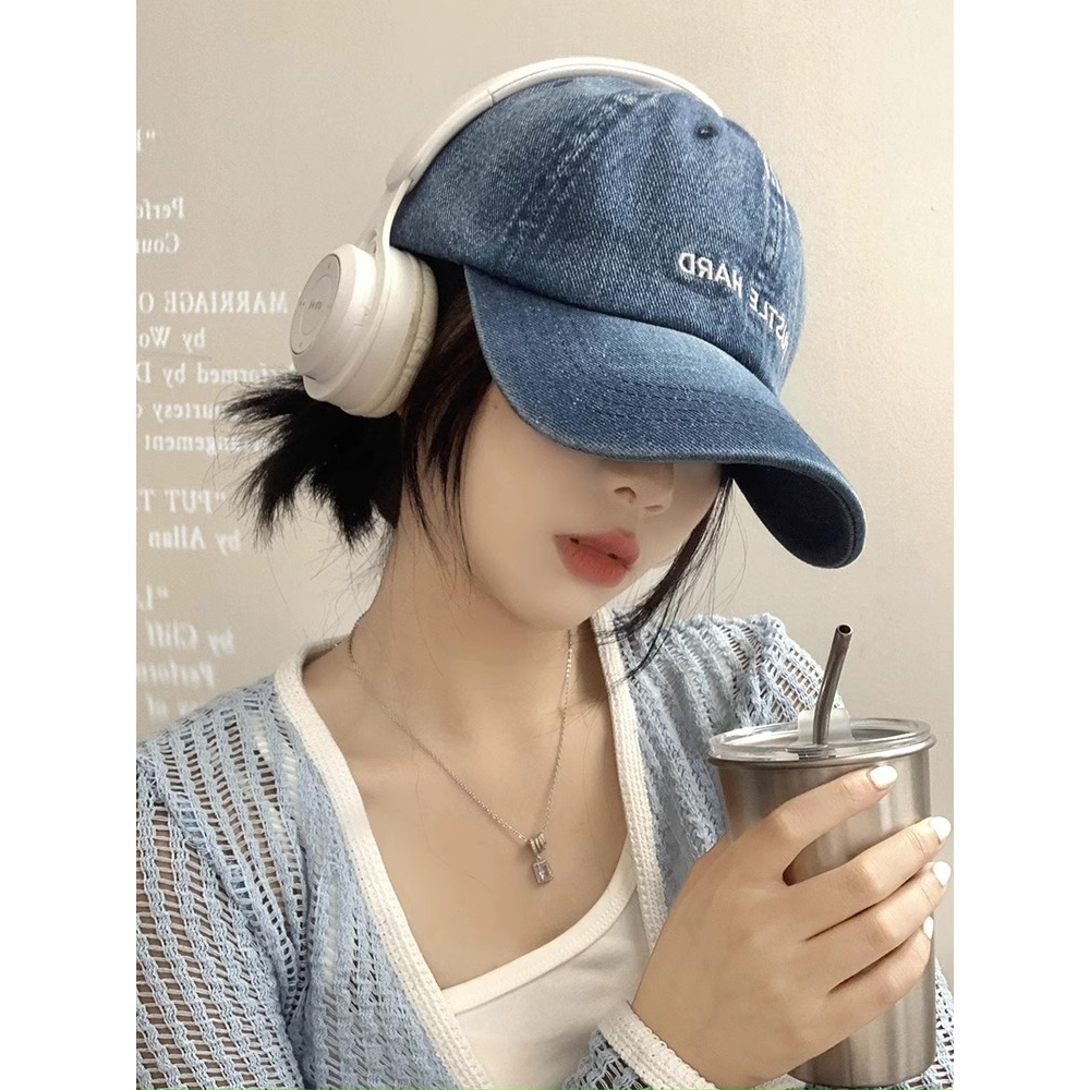 Mũ Lưỡi Trai Denim Mềm Thêu Chữ Phong Cách Hàn Quốc Thời Trang Mùa Hè Cho Nữ