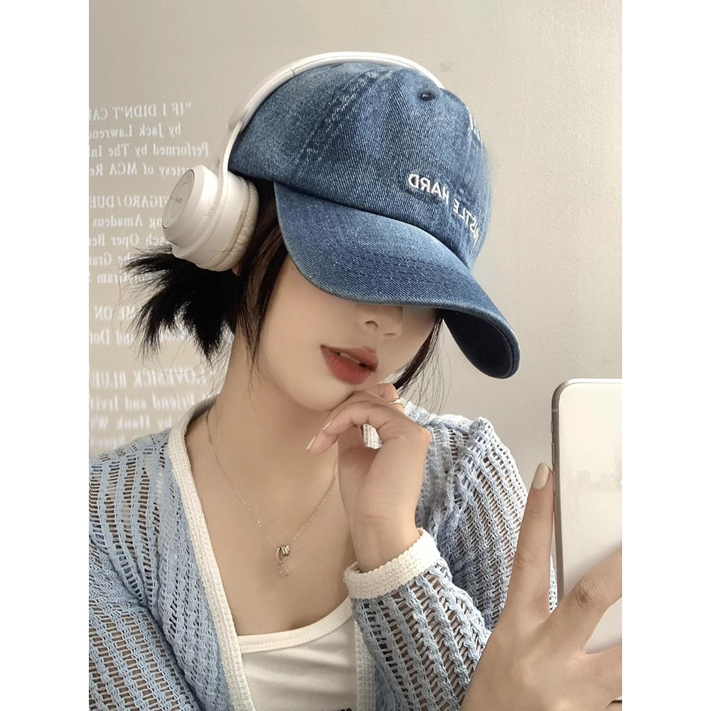 Mũ Lưỡi Trai Denim Mềm Thêu Chữ Phong Cách Hàn Quốc Thời Trang Mùa Hè Cho Nữ