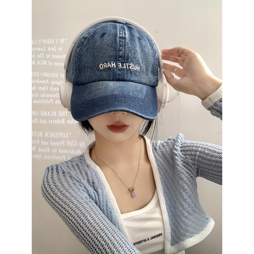 Mũ Lưỡi Trai Denim Mềm Thêu Chữ Phong Cách Hàn Quốc Thời Trang Mùa Hè Cho Nữ