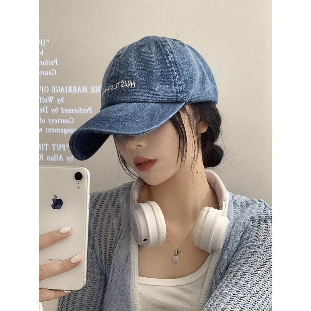 Mũ Lưỡi Trai Denim Mềm Thêu Chữ Phong Cách Hàn Quốc Thời Trang Mùa Hè Cho Nữ