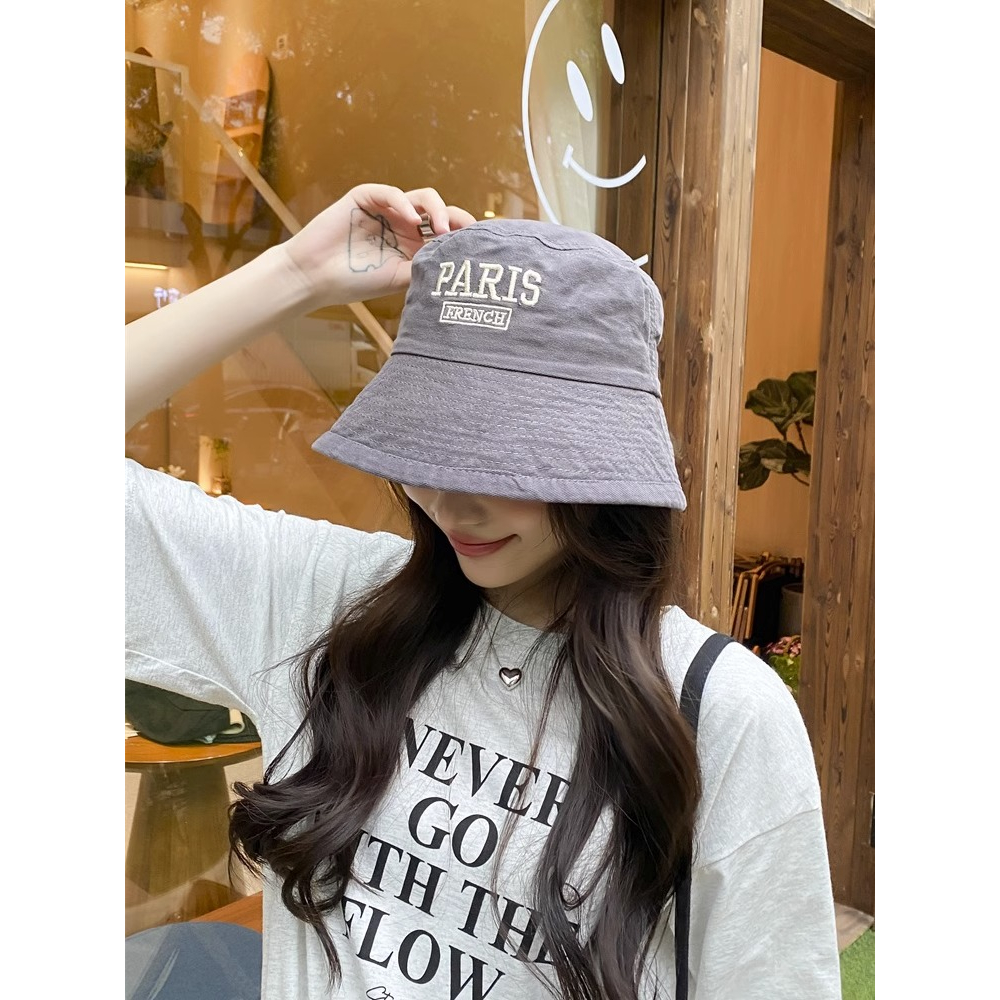 Nón Tai Bèo Thêu Chữ Phong Cách Nhật Bản Thời Trang Xuân Hè Cho Nữ