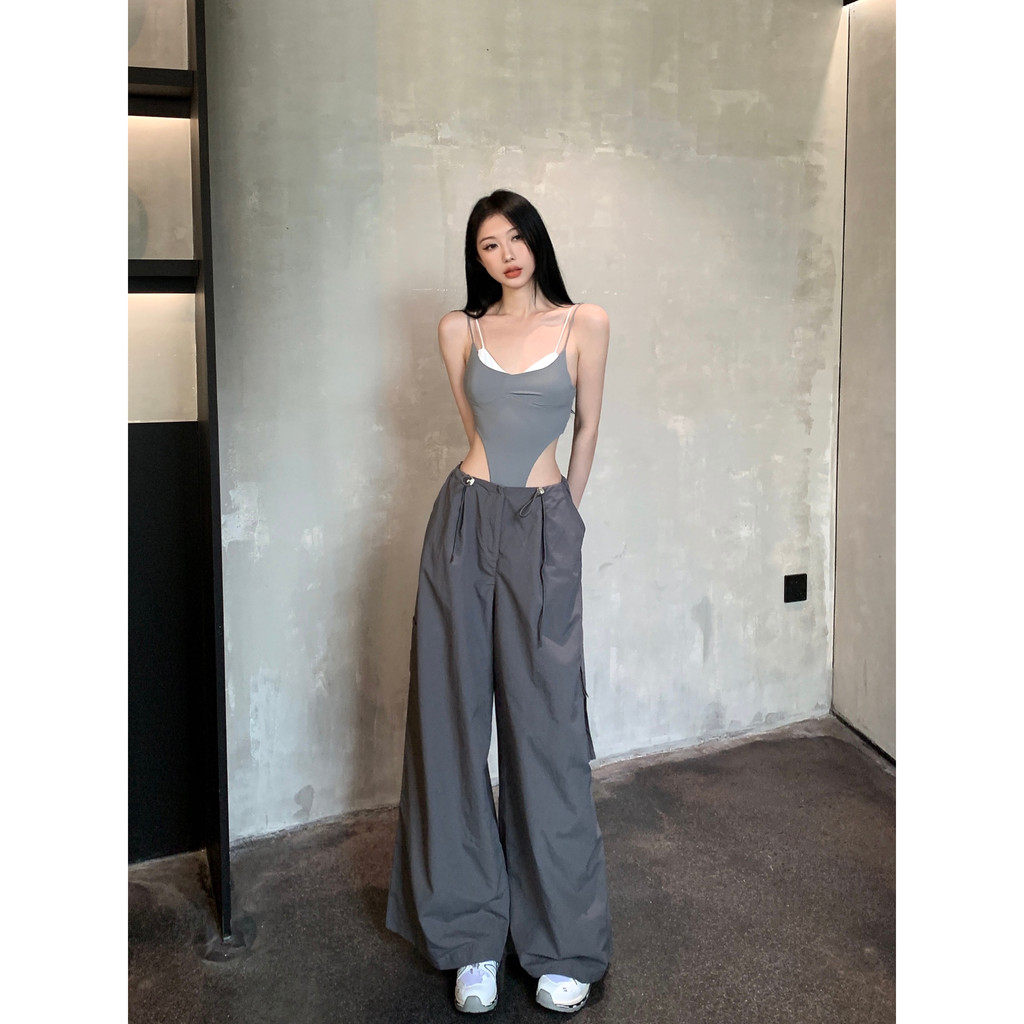 【COLORBLLIND】Set Áo Hai Dây Và Quần Dài Ống Rộng Phong Cách Quyến Rũ Dành Cho Nữ