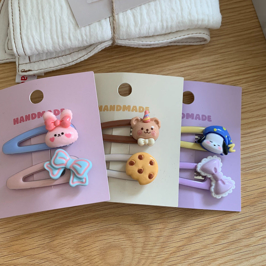 Set 2 Kẹp Tóc Hình Gấu / Thỏ Dễ Thương Cho Nữ