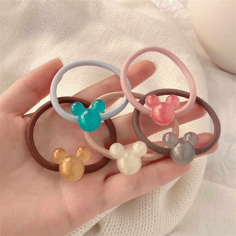 Dây Cột Tóc Màu Kẹo Hình Chuột Mickey Dễ Thương Cho Nữ