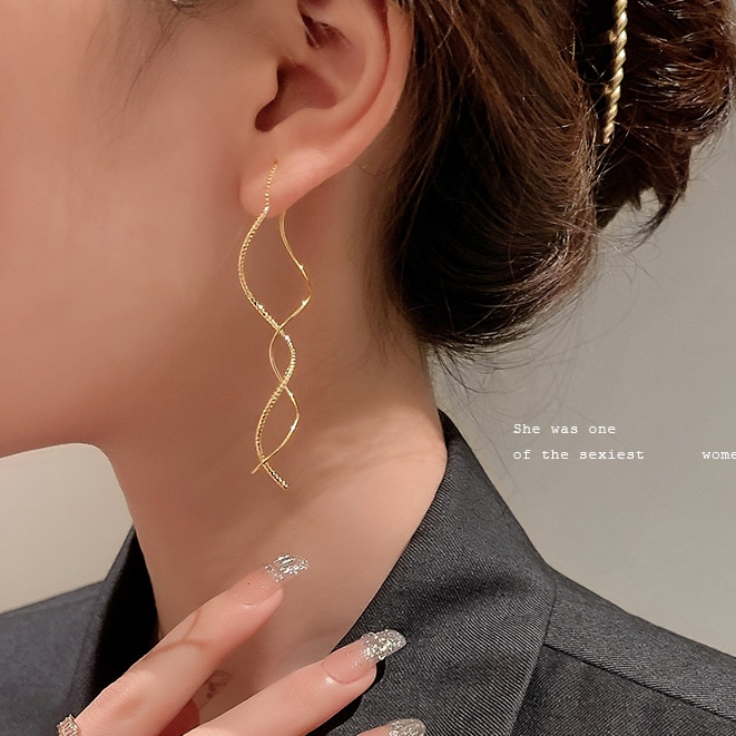 Bông Tai Dáng Dài Đính Đá Sang Trọng Thời Trang Cho Nữ