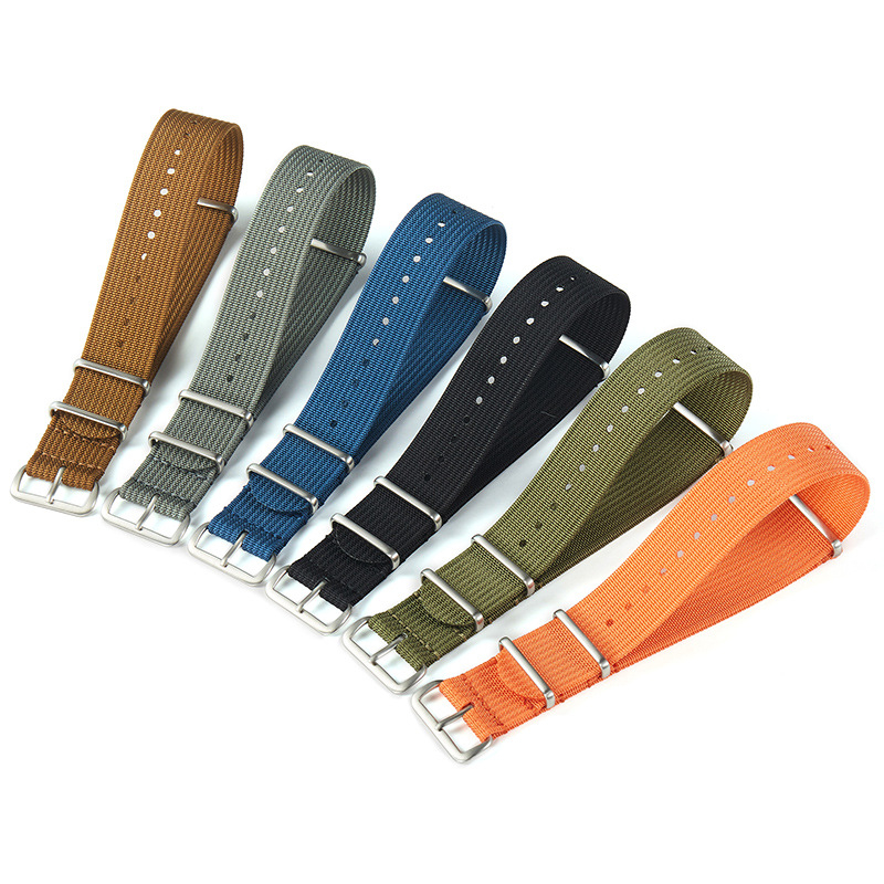 Dây Đeo Đồng Hồ Bằng Nylon Dệt Màu Trơn Chất Lượng Cao 18 / 20 / 22mm Cho Nam