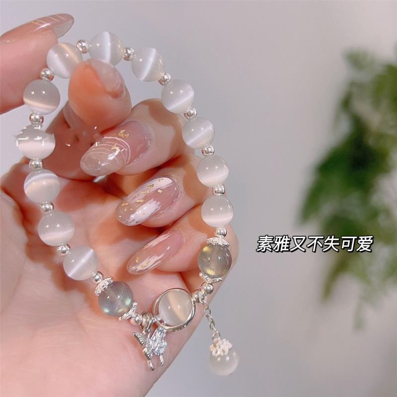 Vòng Đeo Tay Mặt Bướm Màu Xám Sáng Thời Trang Dành Cho Nữ
