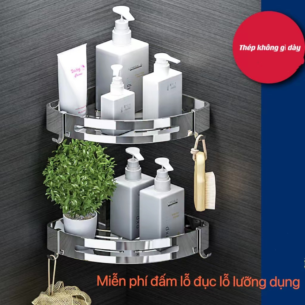 Giá Đựng Đồ Hình Tam Giác Gắn Tường Không Cần Đục Lỗ Cho Nhà Tắm / Nhà Bếp