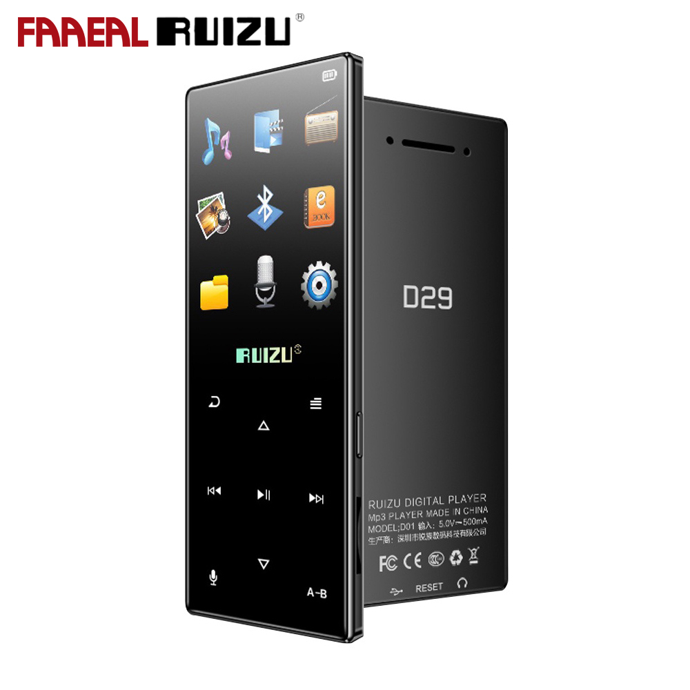 Faaeal RUIZU D29 Bluetooth MP3 Máy nghe nhạc MP3 bằng kim loại di động Máy nghe nhạc MP4 có loa tích