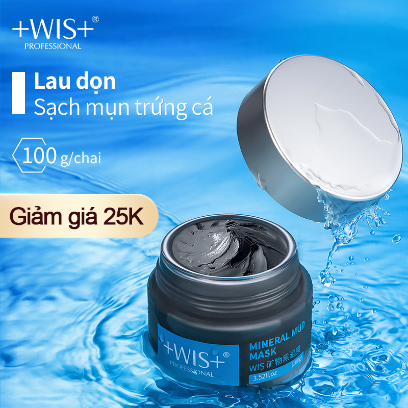 Mặt Nạ Đất Sét Đen WIS Khoáng Chất 100g Làm Sạch Da Hỗ Trợ Giảm Mụn Đầu Đen Làm Săn Chắc Da