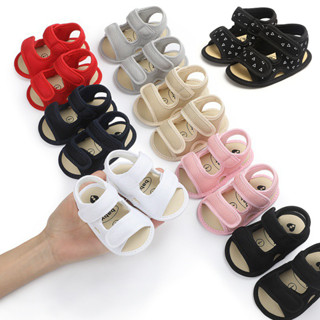 Xăng đan Mùa Hè Cho Bé Trai Bé Gái Màu Trơn Thoáng Khí Chống Trơn Trượt Giày Tập Đi Giày Đi Bộ Đầu Tiên 0-18 Tháng