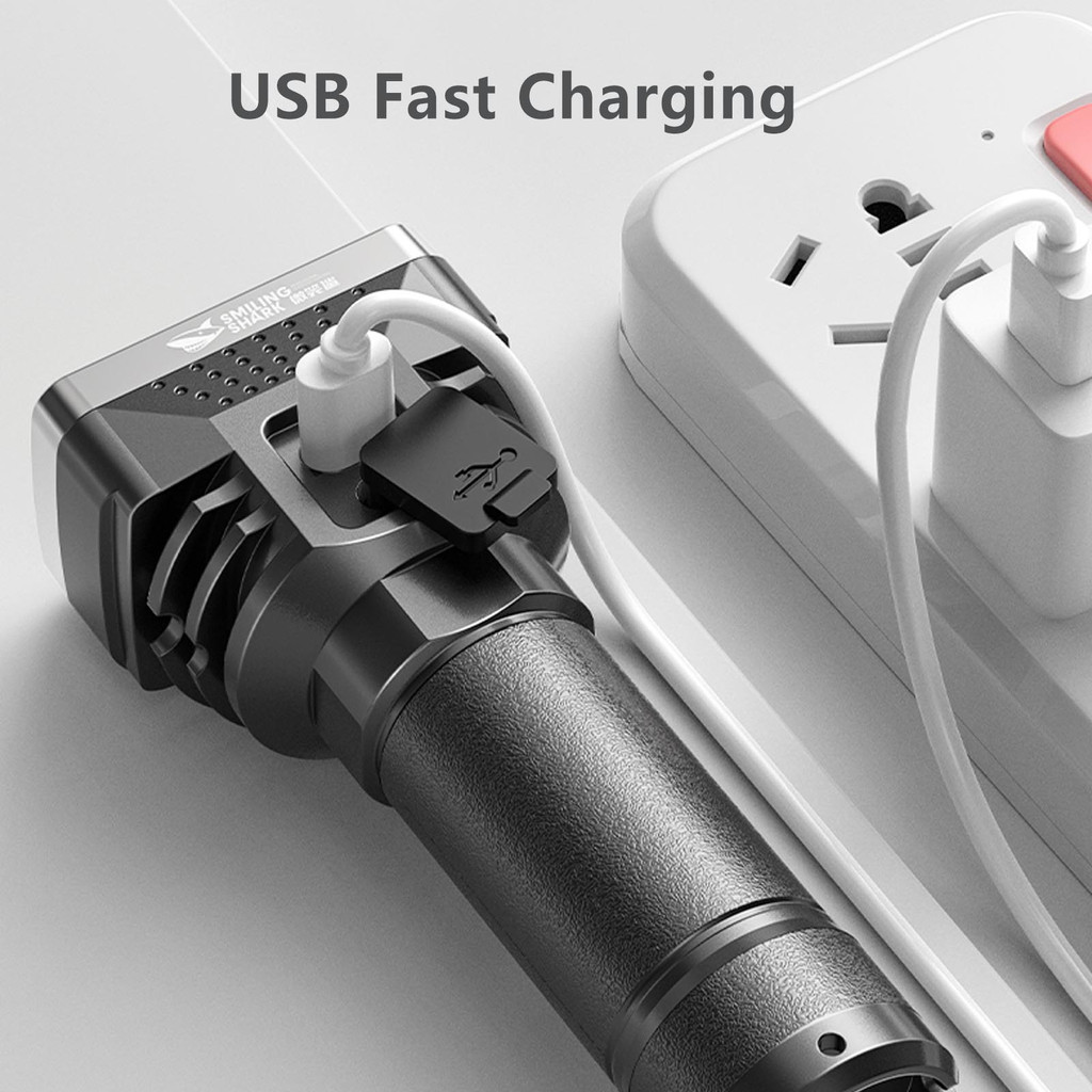 SmilingShark SD0403A Đèn Pin Led Mini Siêu Sáng Sạc USB 4 Chế Độ Cho Hộ Gia Đình Đi Cắm Trại Ngoài Trời