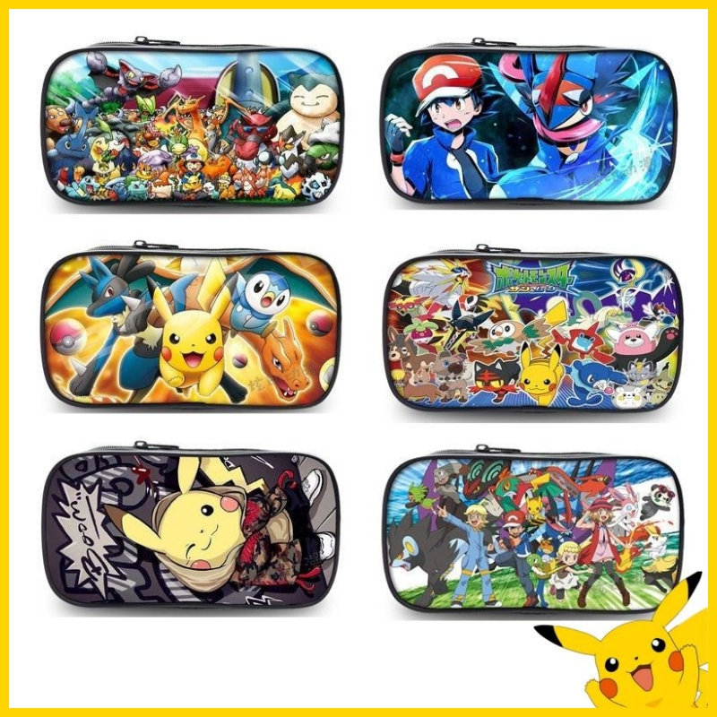 Pokemon Pencil Bag Elf Pikachu Pencil Box Pencil case Soft Multi layered Portable Stationery Storage