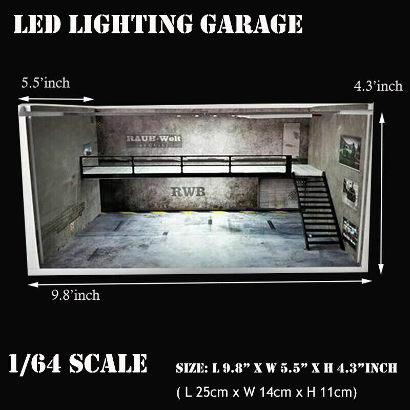 Mô Hình Đồ Chơi Bãi Đậu Xe Hai Lớp Có Đèn LED 1 / 64 Diorama