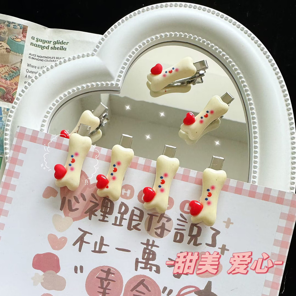 Kẹp Tóc Bên Hông Hình Xương Nhỏ Vui Nhộn Phong Cách Nhật Bản Cho Nữ