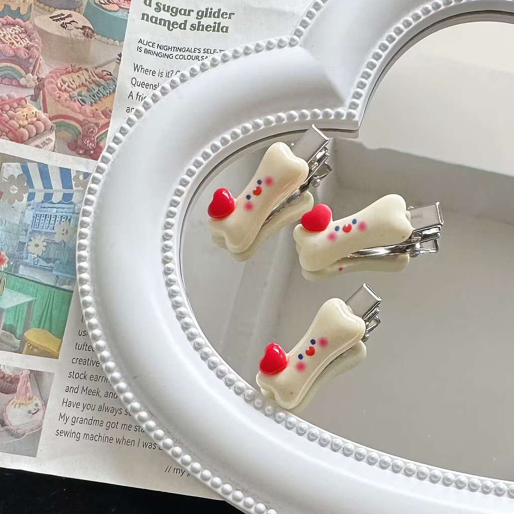 Kẹp Tóc Bên Hông Hình Xương Nhỏ Vui Nhộn Phong Cách Nhật Bản Cho Nữ