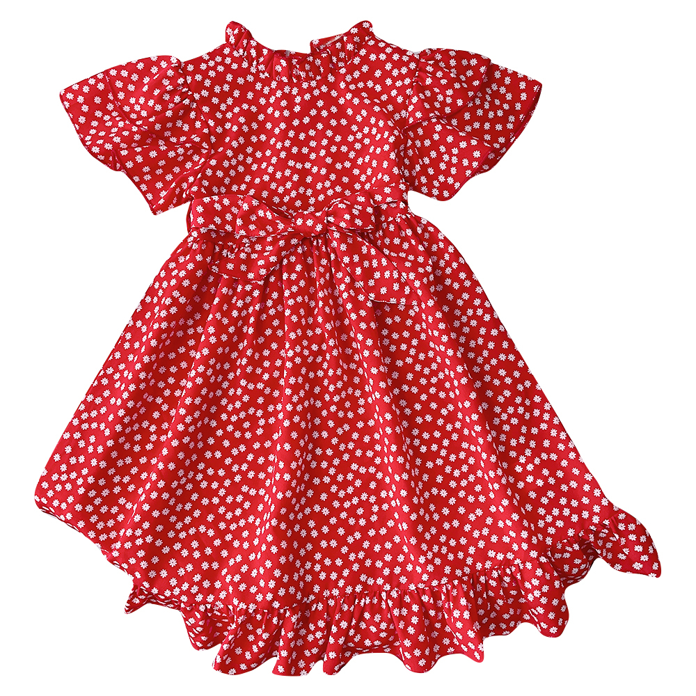 BEAR LEADER Đầm Cổ Đứng Nhún Bèo In Họa Tiết Hoa &amp; Gấu Phong Cách Hàn Quốc Thời Trang Mùa Hè 2023 Cho Bé Gái 4-7 Tuổi