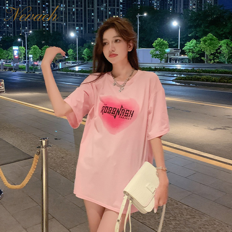 Áo Thun Dáng Rộng plus size Phong Cách Hàn Quốc Thời Trang Mùa Hè Dành Cho Nữ