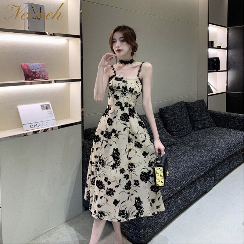 Đầm Hai Dây In Hoa Gợi Cảm Thời Trang Mùa Hè Kiểu Pháp Mới Cho Bạn Gái