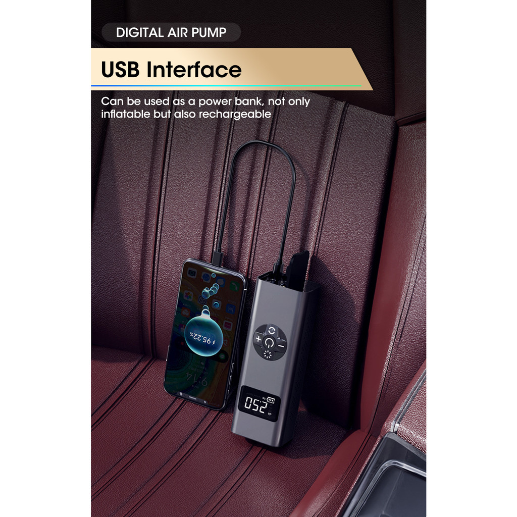 Máy Bơm Lốp Xe Đạp / Xe Hơi Mini Không Dây Sạc Lại Được Tiện Lợi