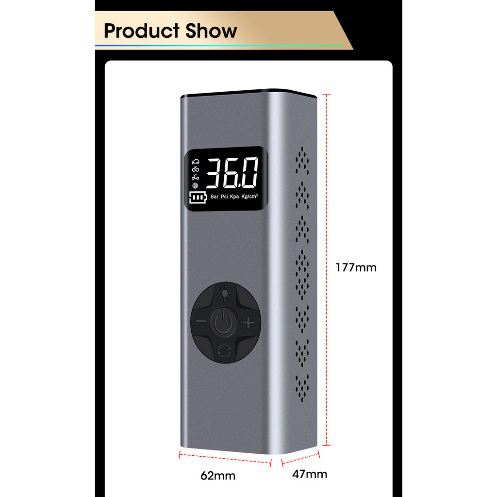 Máy Bơm Lốp Xe Đạp / Xe Hơi Mini Không Dây Sạc Lại Được Tiện Lợi