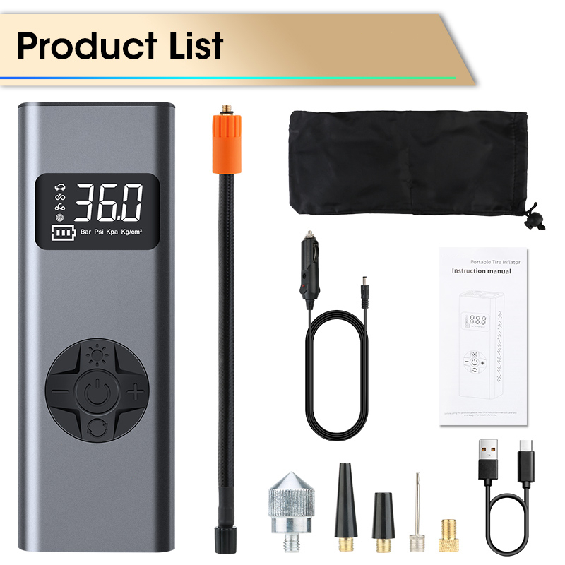 Máy Bơm Lốp Xe Đạp / Xe Hơi Mini Không Dây Sạc Lại Được Tiện Lợi