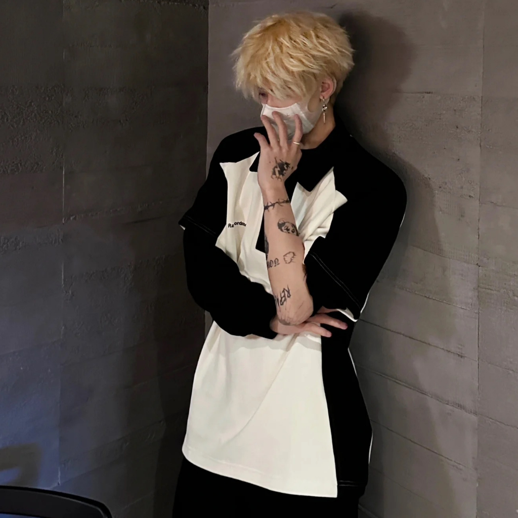 Áo polo Mỏng Dáng Rộng Ghép Màu Tương Phản Phong Cách Mỹ Cổ Điển Thời Trang Mùa Hè Hàng Mới Dành Cho Bạn Nam