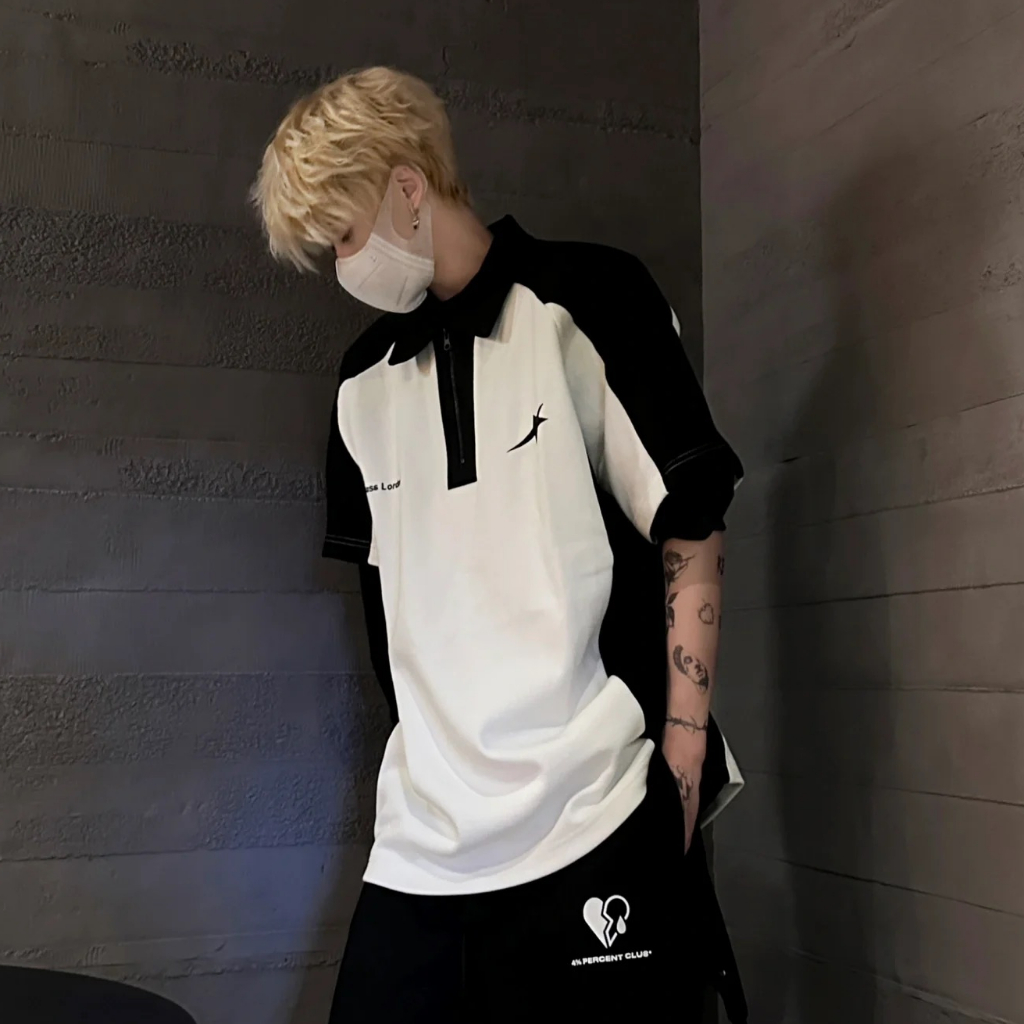 Áo polo Mỏng Dáng Rộng Ghép Màu Tương Phản Phong Cách Mỹ Cổ Điển Thời Trang Mùa Hè Hàng Mới Dành Cho Bạn Nam