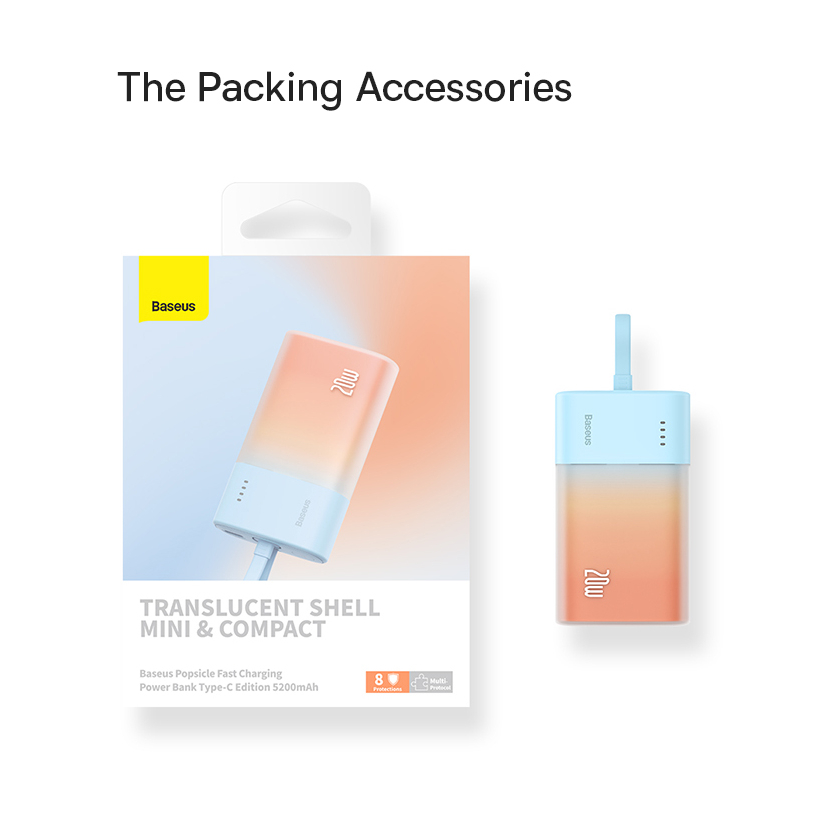 Pin Sạc Dự Phòng Baseus Mini 20W 5200mAh Tích Hợp Dây Cáp Cho iPhone 14