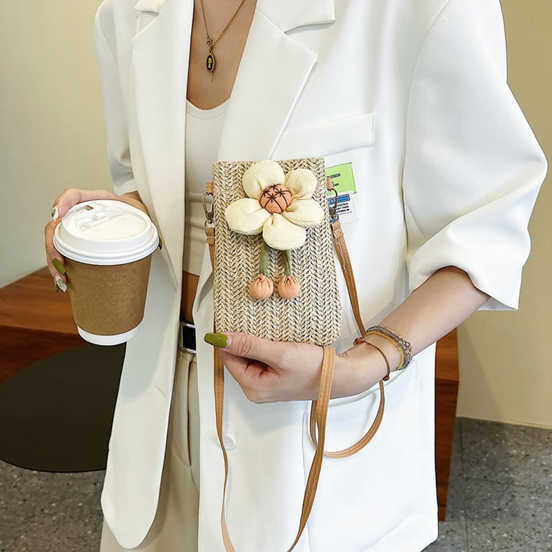 Túi Cói Đeo Chéo mini Đựng Điện Thoại Thời Trang Mùa Hè Cho Nữ