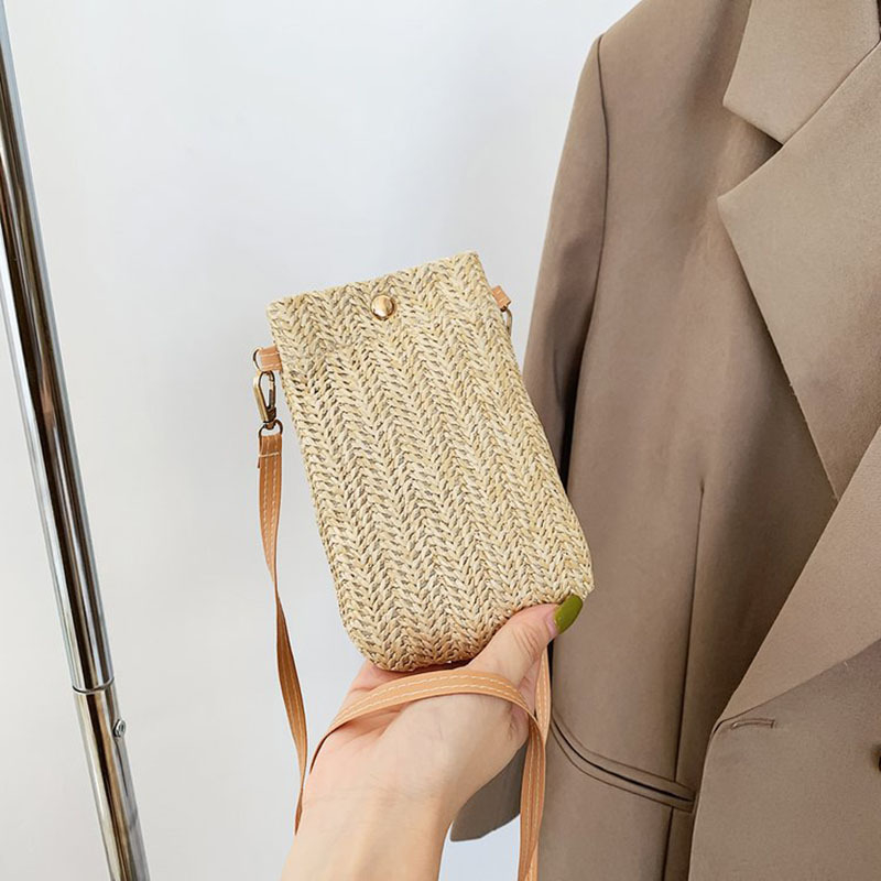 Túi Cói Đeo Chéo mini Đựng Điện Thoại Thời Trang Mùa Hè Cho Nữ