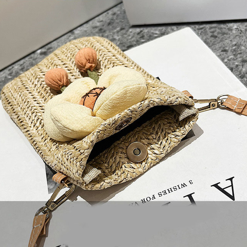 Túi Cói Đeo Chéo mini Đựng Điện Thoại Thời Trang Mùa Hè Cho Nữ