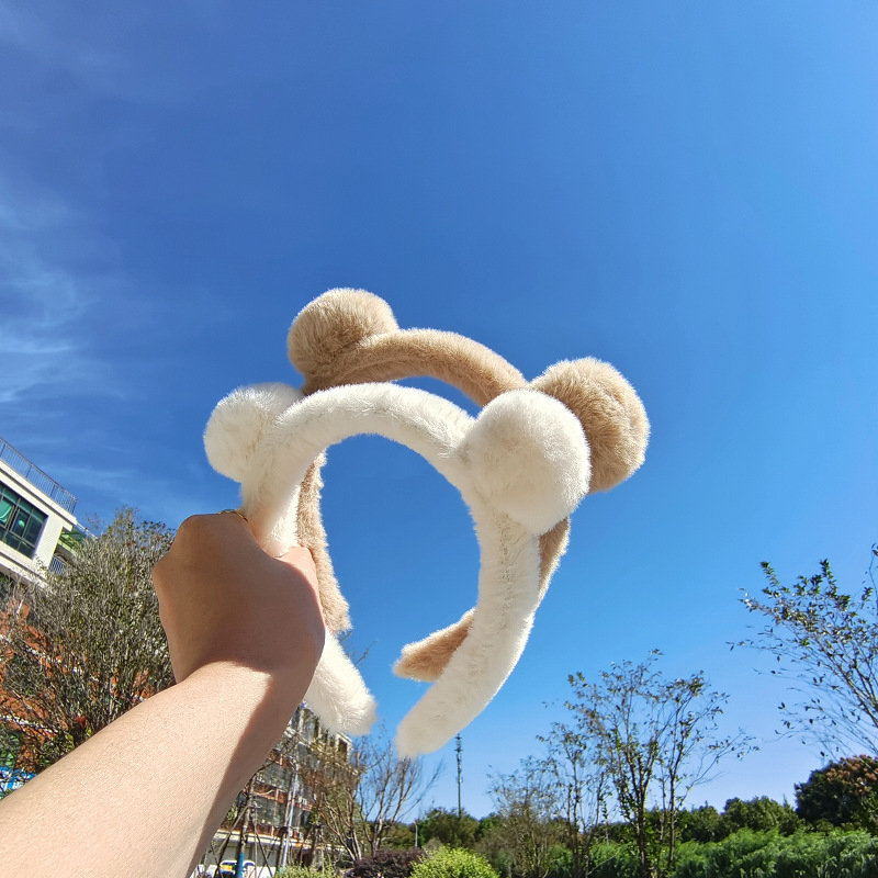 Băng Đô Tai Gấu Bông Dễ Thương Dùng Rửa Mặt