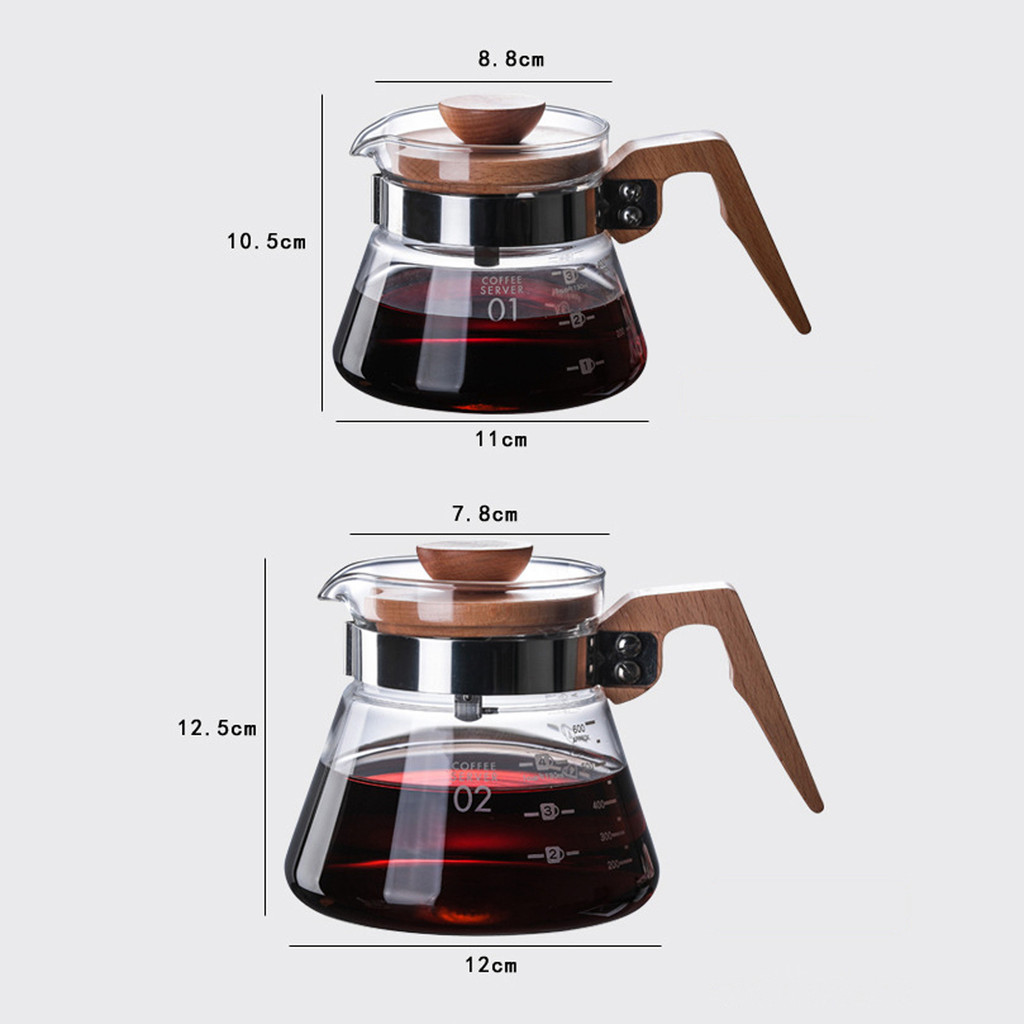 Bình rót pha cà phê SHAMJINA 400/600ml bằng thủy tinh chịu nhiệt cao có thể tái sử dụng cho nhà bếp