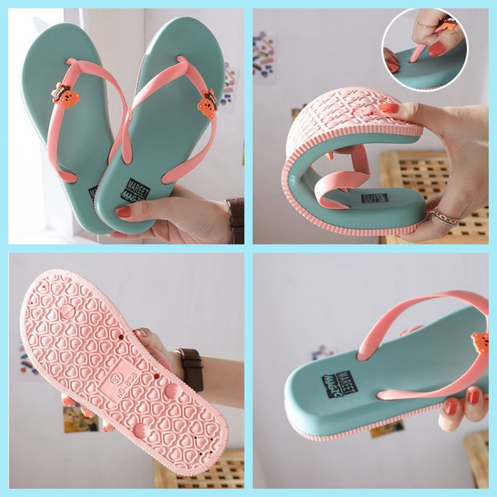 Dép Xỏ Ngón Chống Trượt Hình Gấu Dễ Thương Thời Trang Mùa Hè