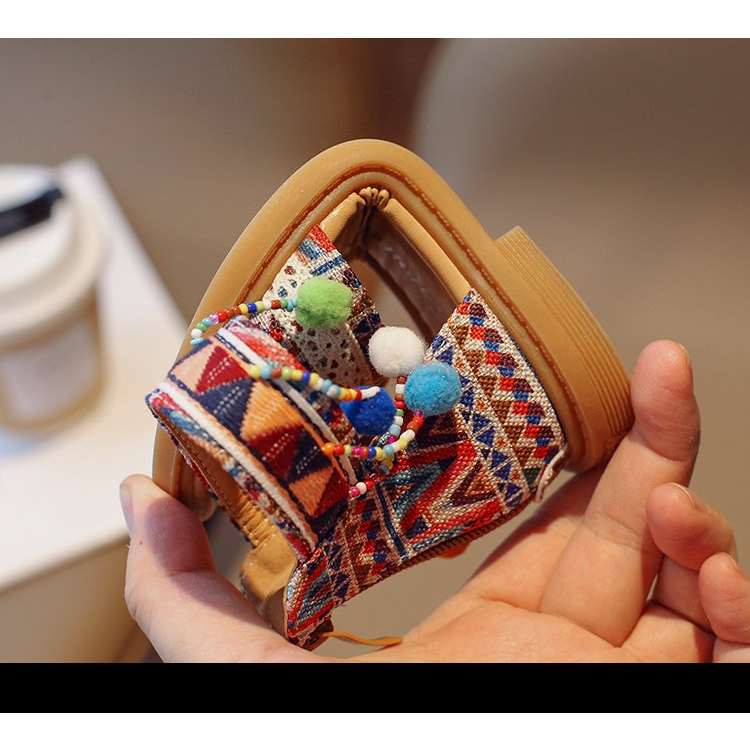 Giày Sandal Mềm Thoải Mái Phong Cách Dân Tộc Bohemian Thời Trang Cho Bé