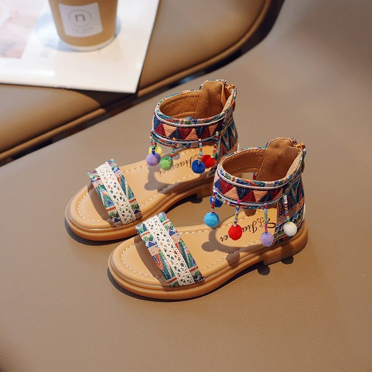 Giày Sandal Mềm Thoải Mái Phong Cách Dân Tộc Bohemian Thời Trang Cho Bé