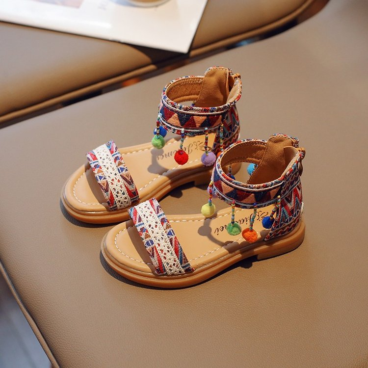 Giày Sandal Mềm Thoải Mái Phong Cách Dân Tộc Bohemian Thời Trang Cho Bé