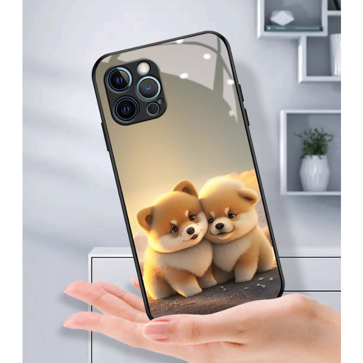 Ốp Điện Thoại Mặt Kính Cường Lực Họa Tiết Dễ Thương Cho iphone 13 pro max 12 mini 11 14 plus 7 plus 8 6s 6 XS max XR X