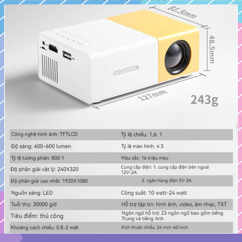 Máy ChiếU mini LED-HD 1080P ChấT LượNg Cao