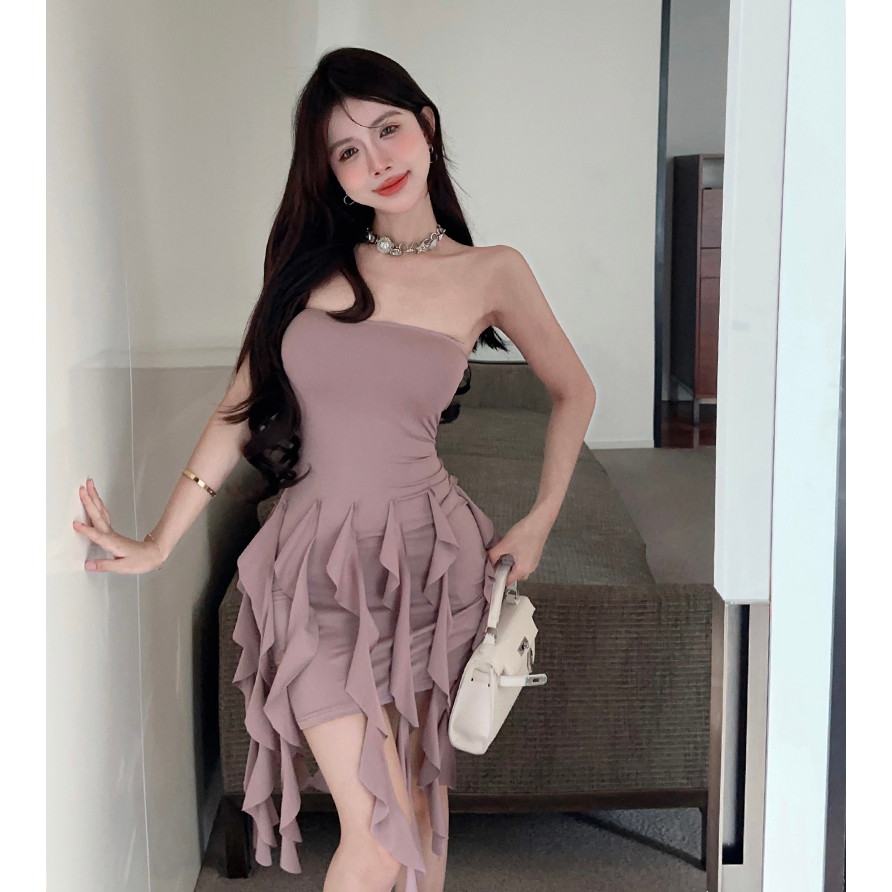 QADCOL One - Đầm Ống Nhún Bèo Cao Cấp Ôm Hông Quyến Rũ Cho Nữ