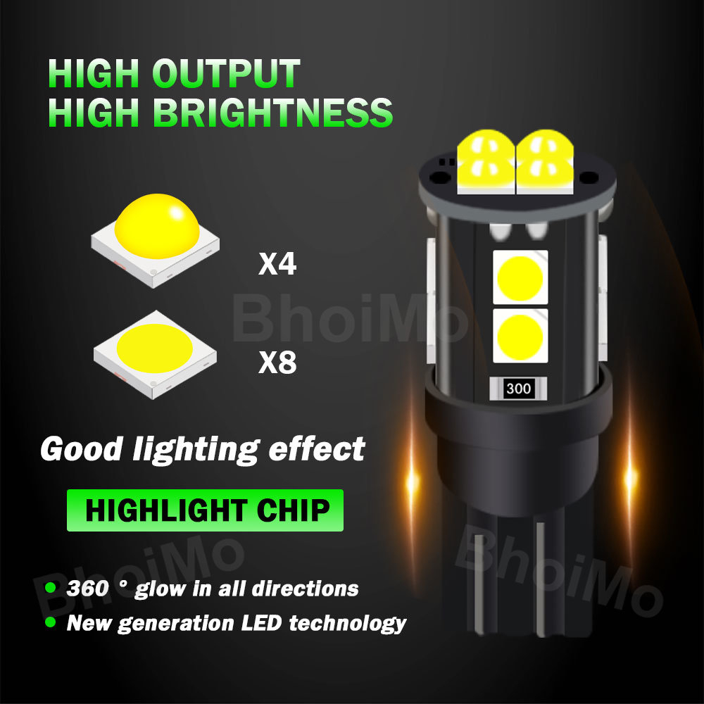 Bóng Đèn Led T10 W5W 12SMD 3030 Tín Hiệu DC12V Chuyên Dụng Cho Xe Hơi