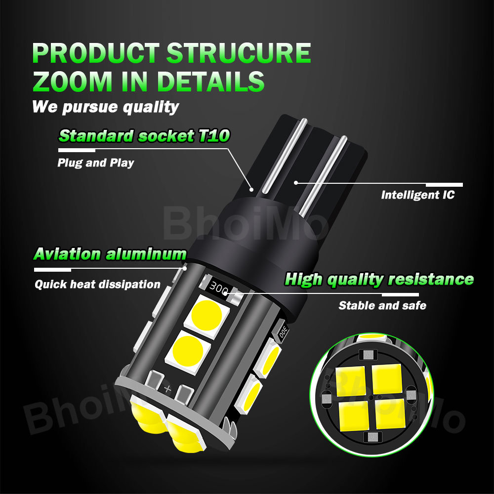 Bóng Đèn Led T10 W5W 12SMD 3030 Tín Hiệu DC12V Chuyên Dụng Cho Xe Hơi