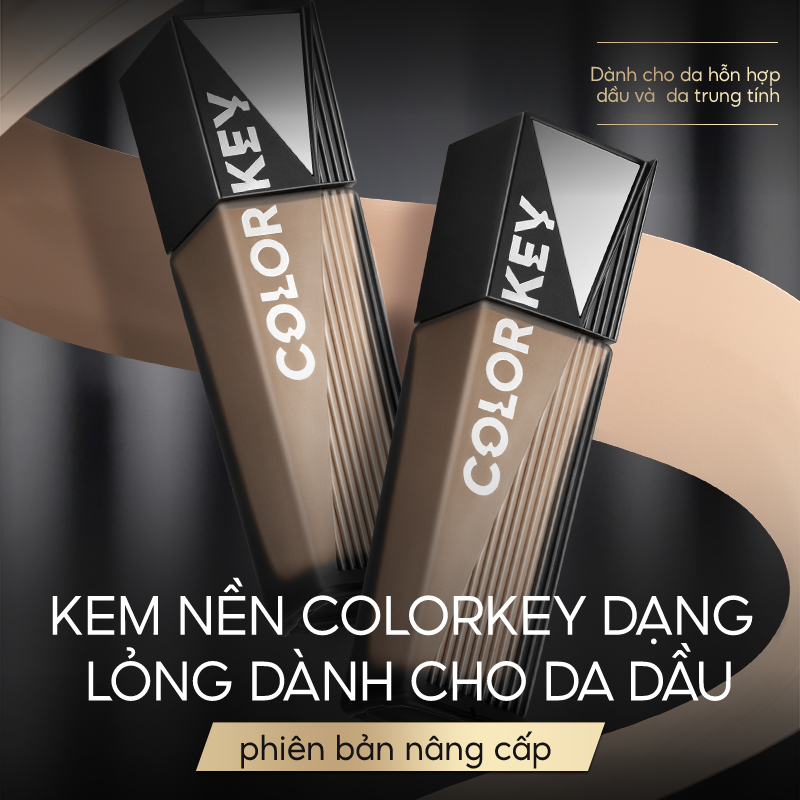 Kem nền COLORKEY dạng lỏng lâu trôi dưỡng ẩm kiểm soát dầu lâu trôi suốt 12 giờ