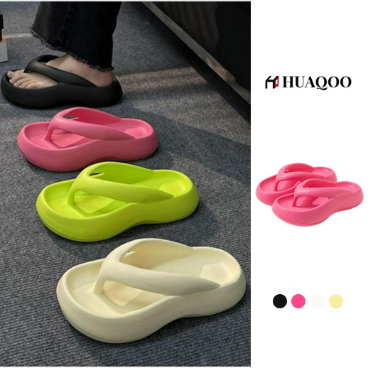 Huaqoo Dép bánh mì guốc dép giày nữ Màu Sắc Đơn Giản Thoải Mái Cao Gót Chống Trơn Trượt Thoáng Khí HDLX050609