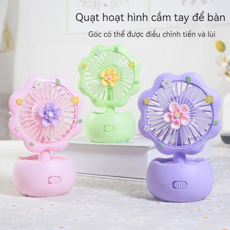 Quạt tích điện mini cầm tay để bàn nhỏ gọn 1 tốc độ gió có pin sạc đi kèm cổng sạc usb 21Z23052004