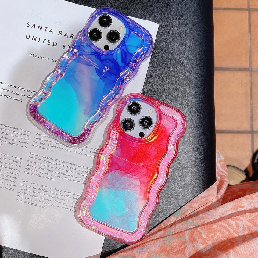 Ốp Điện Thoại TPU Mềm Trong Suốt Phối Kim Tuyến Nước Chống Sốc Cho iPhone 12 13 14 Pro Max