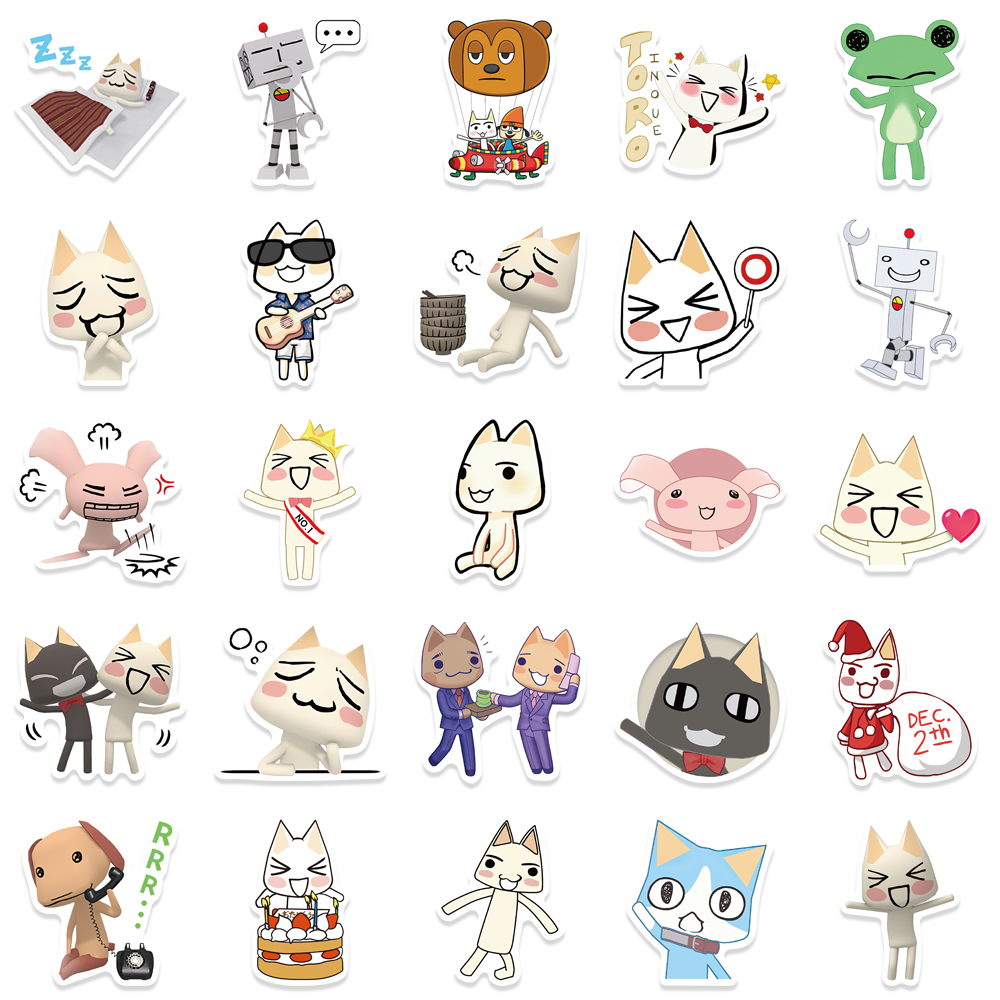 Bộ 50 Sticker Dán Laptop Chống Thấm Nước Họa Tiết Mèo Dễ Thương Bắt Mắt